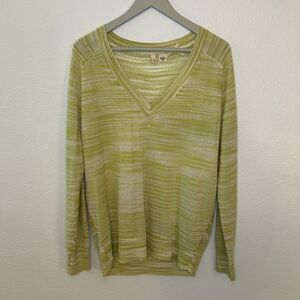 Moth Anthropologie Lightweight V Neck Sweater Lime Green Boho Hippie Womens Sz L